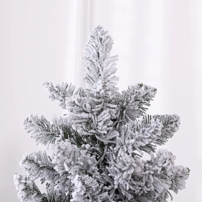 HOMCOM Kerstboom 180 cm, LED-lichtsnoer, Kunstboom, Vlamvertragend, Metalen voet, Groen+Wit