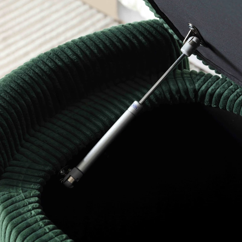 Moderner eleganter Aufbewahrungshocker, hocker aus gestreiftem Samt, angenehmes Sitzgefühl, geeignet für Wohnzimmer, Eingangsbereich, Smaragd