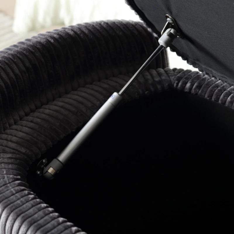 Moderner eleganter Aufbewahrungshocker, hocker aus gestreiftem Samt, angenehmes Sitzgefühl, geeignet für Wohnzimmer, Eingangsbereich, Dunkelgrau