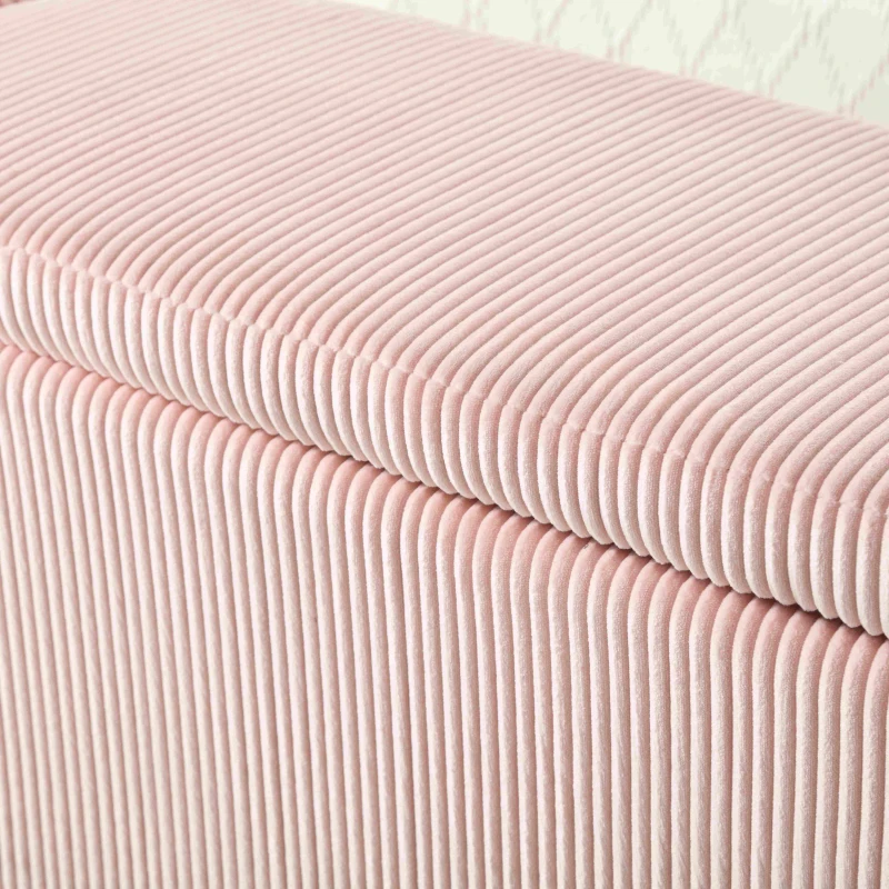 Panca contenitore moderna in velluto a righe per soggiorno, ingresso, camera da letto, Rosa