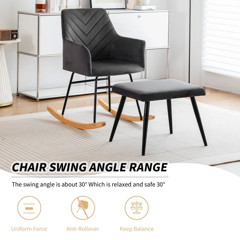 Comfy Chairs with Footstool and Adjustable Manual Swivel Base, Swivel Recliner Armchair for Living Room, 56.5x44x84 cm, Grey