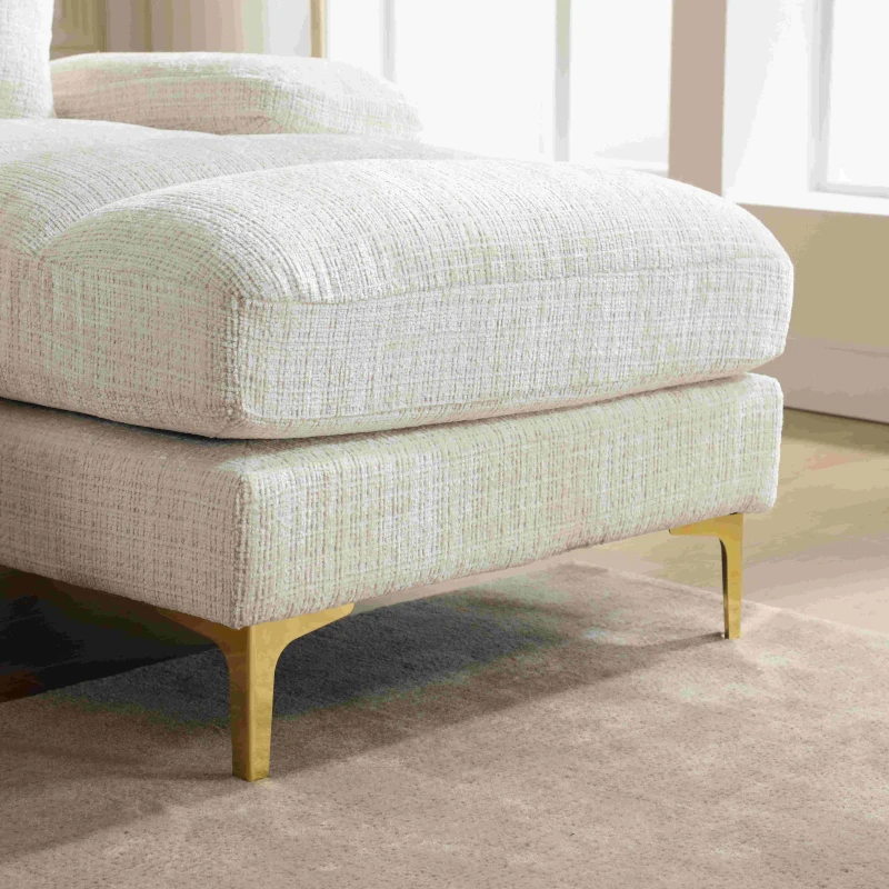 Divano componibile moderno grande in Chenille a forma di U, con Doppi Sedili Reclinabili,  Beige