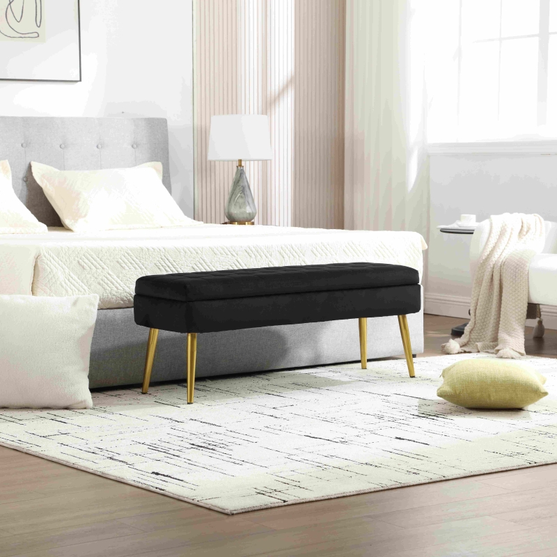 YHKJLYH Panca Contenitore Pouf Contenitore Panca Panca per Camera da Letto in Pelle, Panca Imbottita Moderna, Panca per Ingresso Lungo, con Seduta Imbottita e Ripiano in Metallo, per Bagno Soggiorno