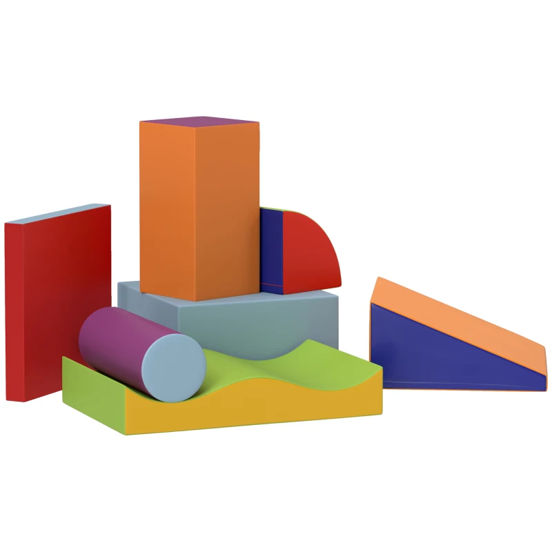 HOMCOM 7 Piece Soft Soft Play Set for Toddlers 1-3 Years, Blue