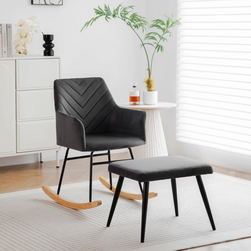 Comfy Chairs with Footstool and Adjustable Manual Swivel Base, Swivel Recliner Armchair for Living Room, 56.5x44x84 cm, Grey