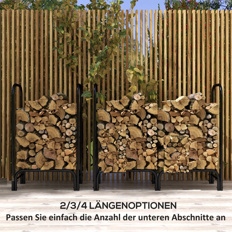 Outsunny Brandhoutrek, 0,33 m³, met Draagtas & Hoes, Metalen frame, tot 150 kg, 120 x 36 x 99 cm, Zwart(m-8)