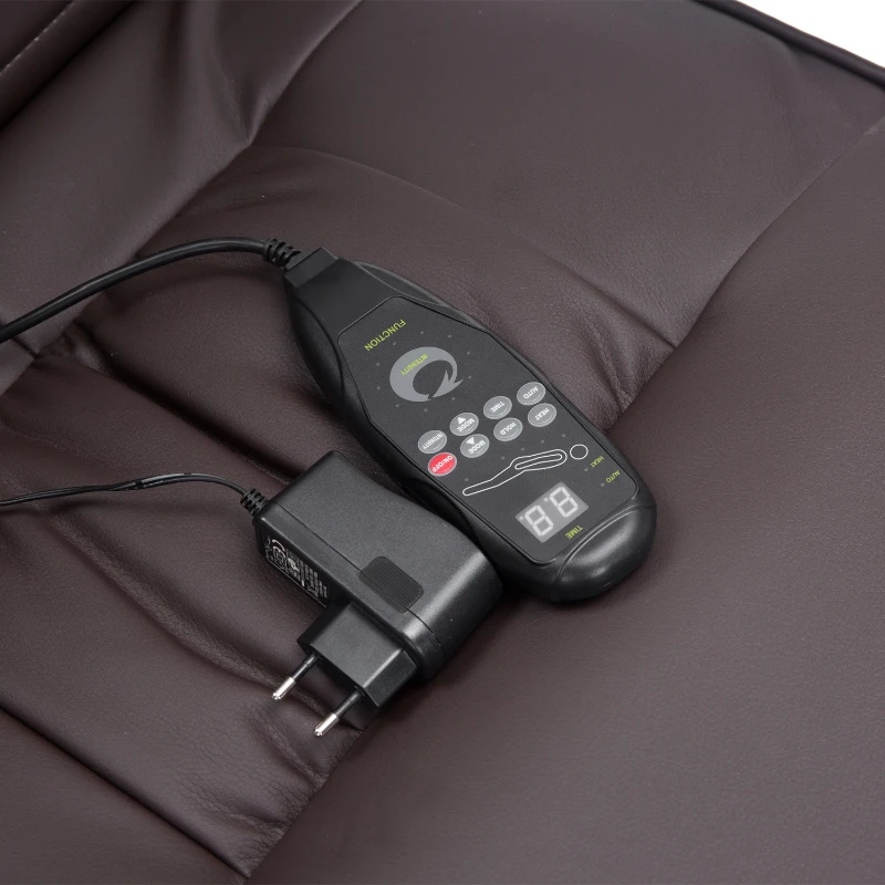 HOMCOM Massagesessel Relaxstoel, inclusief voetenbank, met 10 vibratiepunten en 1 afstandsbediening, 77 cm x 84 cm x 95 cm, bruin