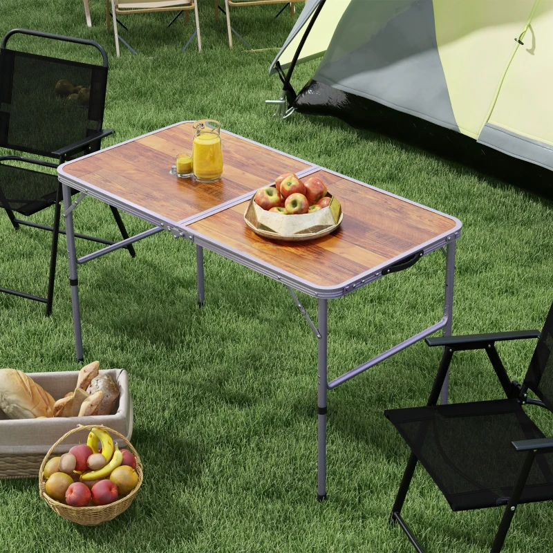 Outsunny 3ft Folding Camping Table Height Adjustable Aluminium Outdoor Garden Party Picnic BBQ Trestle Table Field Kitchen
