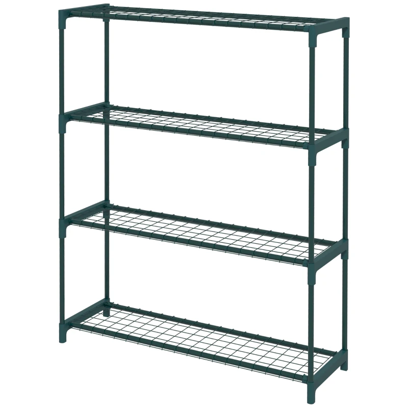 Outsunny Four-Tier Steel Plant Shelf - Black