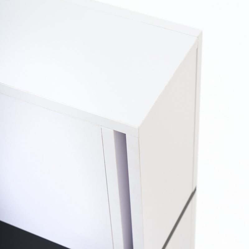 Multifunctional Coffee Table with 4 Drawers and Storage, High Gloss Top, 70x70x35 cm, White