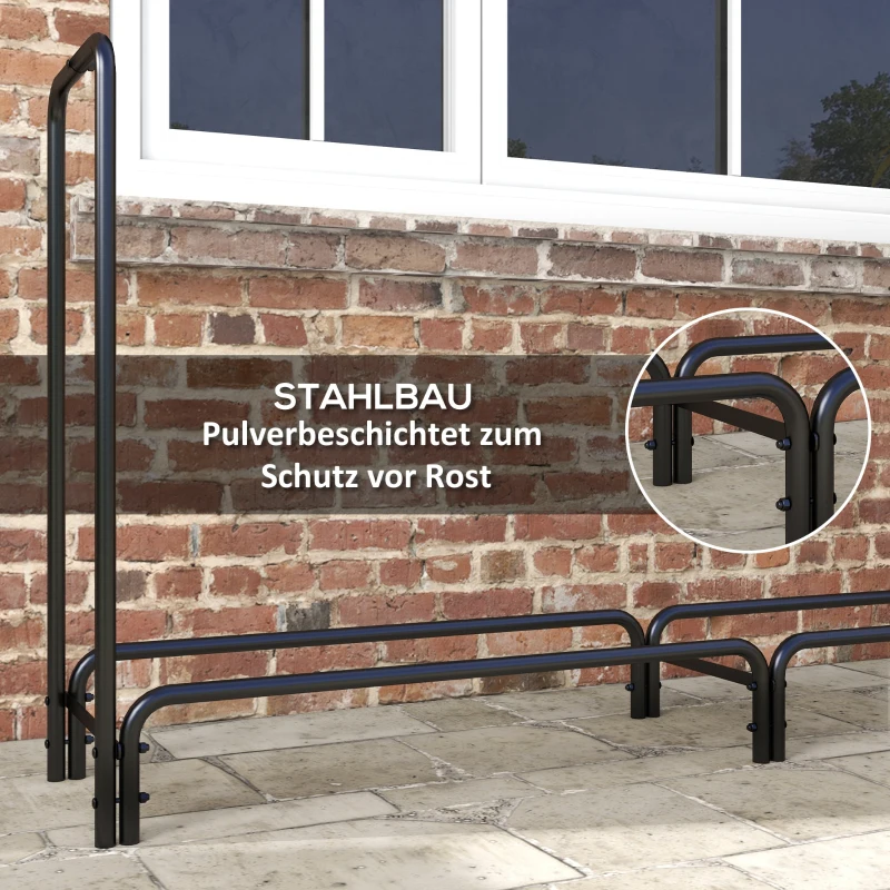 Outsunny Brandhoutrek, 0,33 m³, met Draagtas & Hoes, Metalen frame, tot 150 kg, 120 x 36 x 99 cm, Zwart(m-7)