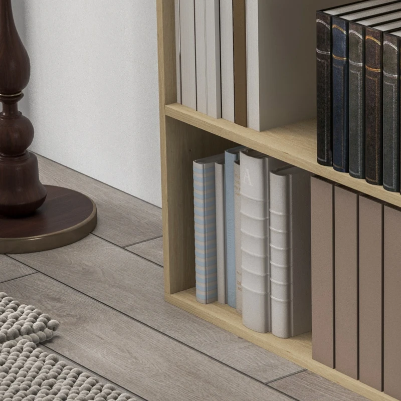 HOMCOM 2 Tier Bookshelf, Low Bookcase with Adjustable Shelf, 2 Compartments for Home Office, Living Room, Study, Natural