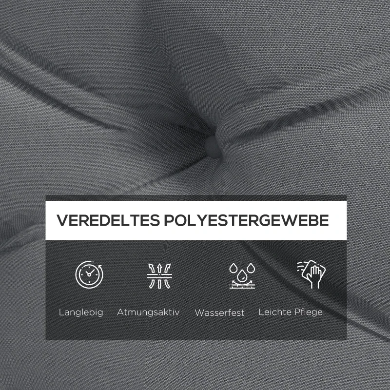 Outsunny Sitzkussen Stoelkussen Zitkussen, met knoopstiksels, 120 x 80 x 12 cm, Grijs