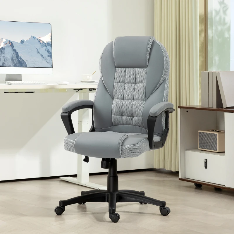 HOMCOM Faux Leather Office Chair - Grey