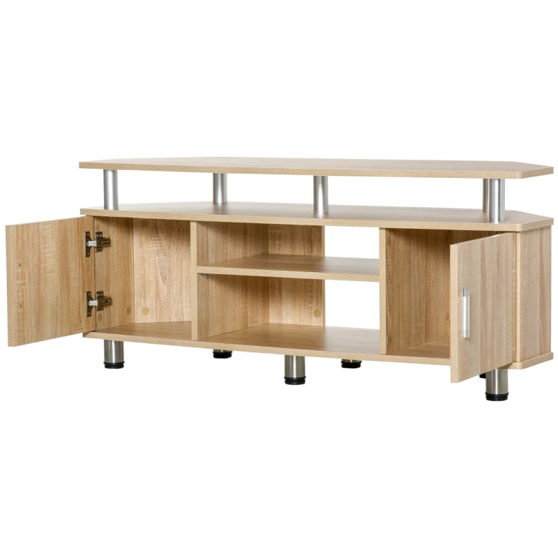 HOMCOM Móvel de TV Moderno Móvel para TV com Armário 2 Portas 2 Prateleiras 120x39,5x52cm Carvalho
