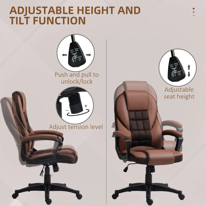 HOMCOM Faux Leather Office Chair - Brown