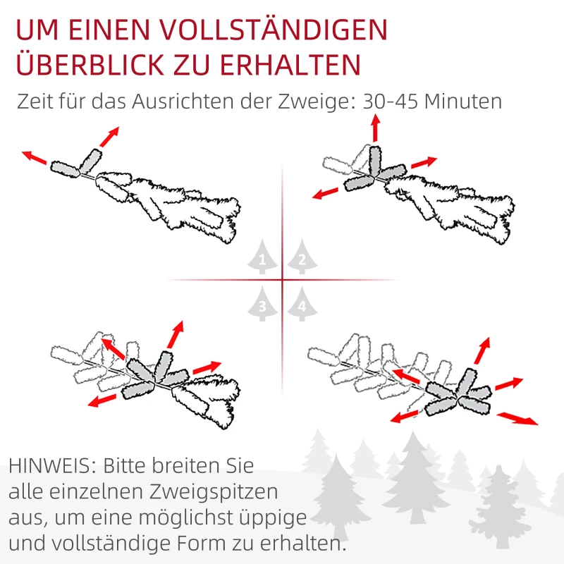 HOMCOM Choinka 180 cm, odporna na płomienie, podstawa metalowa, 467 gałązek, zielona