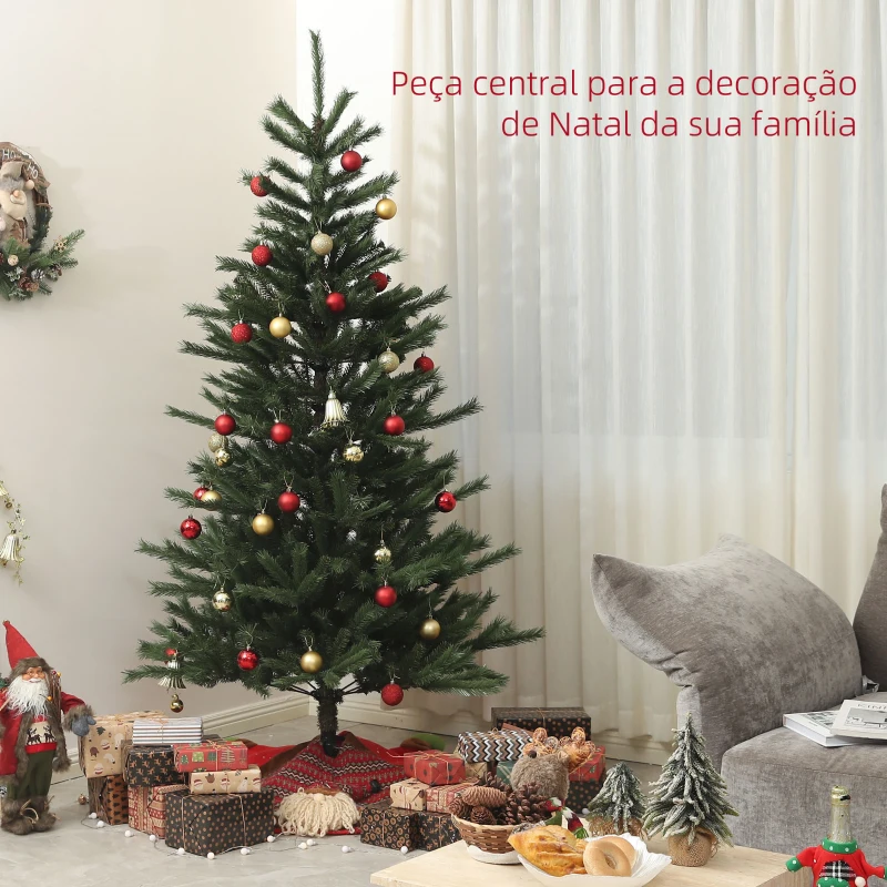 HOMCOM Árvore de Natal Artificial 210 cm com 793 Ramo e Suporte de Aço Árvore de Natal para Sala de Estar Interior Verde