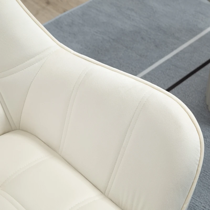 HOMCOM Poltrona Design Scandinava in Legno ed Effetto Velluto Crema, per Soggiorno o Ufficio, 67x61.5x71cm