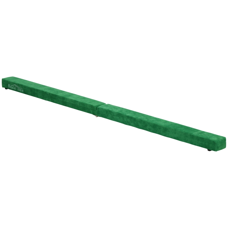 HOMCOM Opvouwbare Evenwichtsbalk, Antislip, Suèdebekleding, Robuust Hout, 210 x 10 x 6,5 cm, Groente(m-10)
