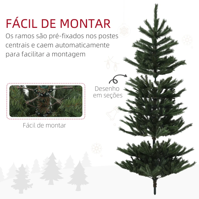 HOMCOM Árvore de Natal Artificial 210 cm com 793 Ramo e Suporte de Aço Árvore de Natal para Sala de Estar Interior Verde