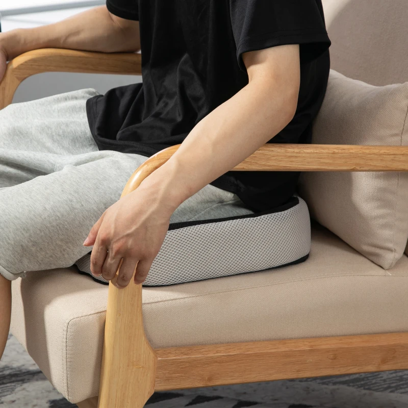 HOMCOM Ergonomisch Zitkussen met Ademende Hoes en Antislip, 44x39x13 cm, Zwart