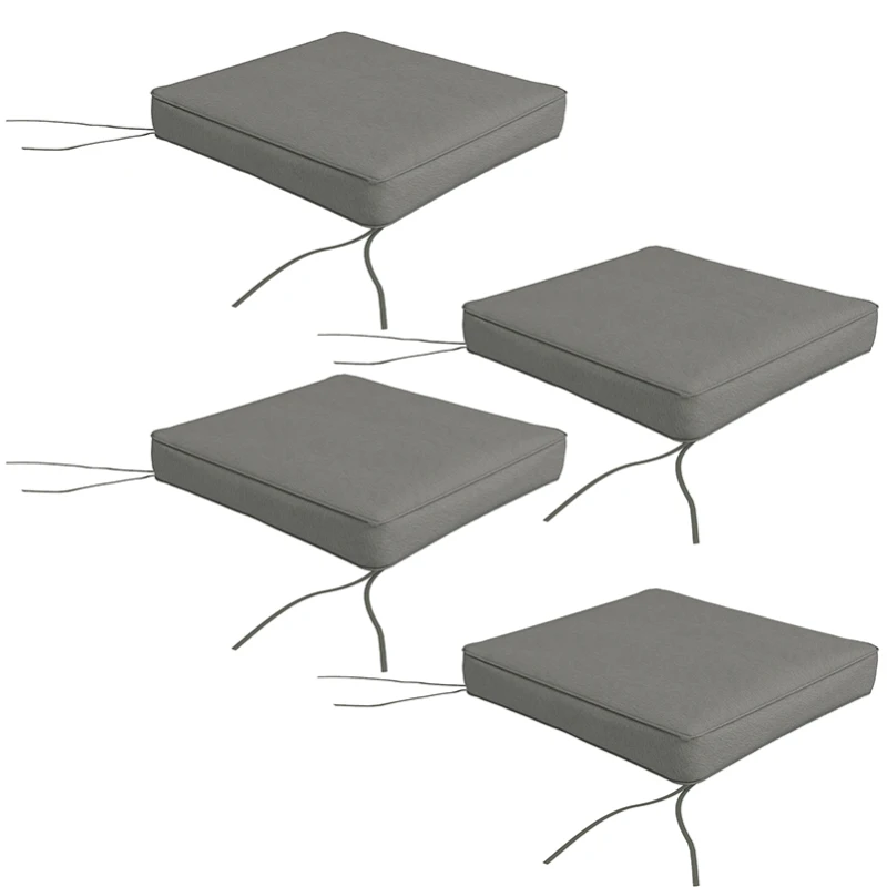 Outsunny 4-Piece Seat Cushions Pillow Replacement, Patio Chair Cushions Set with Ties for Indoor Outdoor, Charcoal Grey