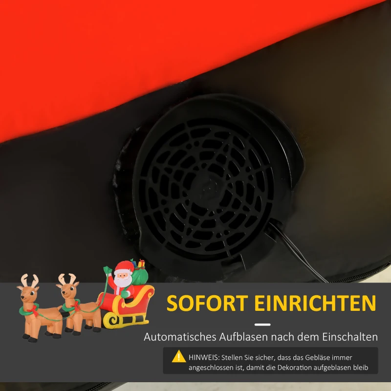 HOMCOM Opblaasbare Kerstman met Slee, 6 LED-Lichten, Waterdicht, 240 x 57 x 112 cm