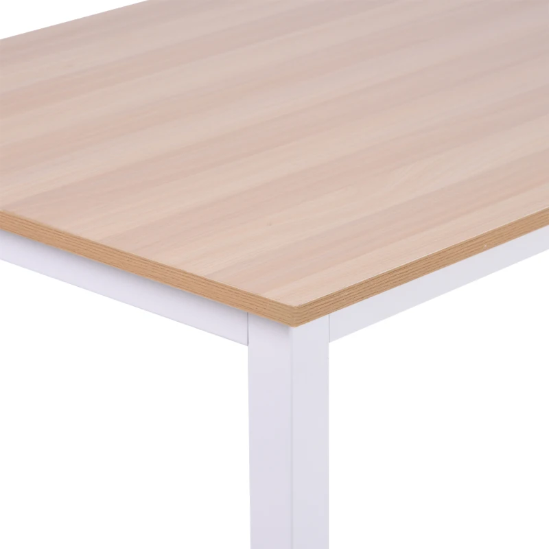 HOMCOM Secretária Moderna Mesa de Estudo com Estrutura de Aço e Pés Ajustáveis Mesa de Computador 120x60x76 cm Branco e Madeira