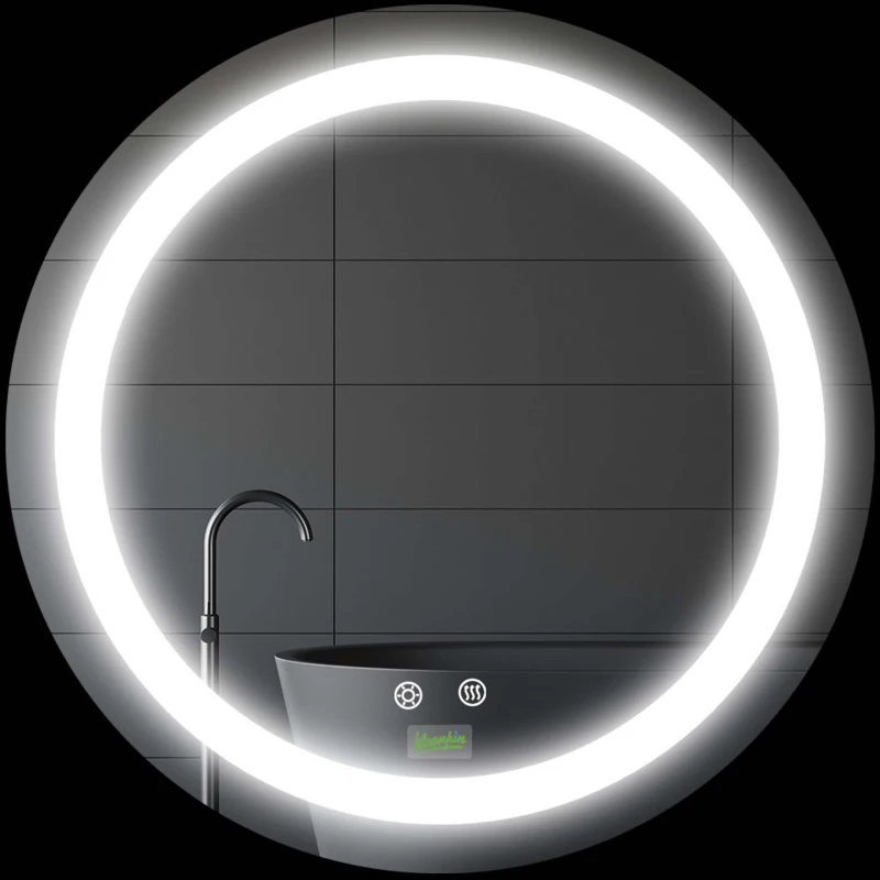 kleankin Espelho Casa de Banho Redondo com Luz LED com 3 Luzes Ajustáveis Função de Memória e Anti-Embaciamento Ø50x4,6cm Prata