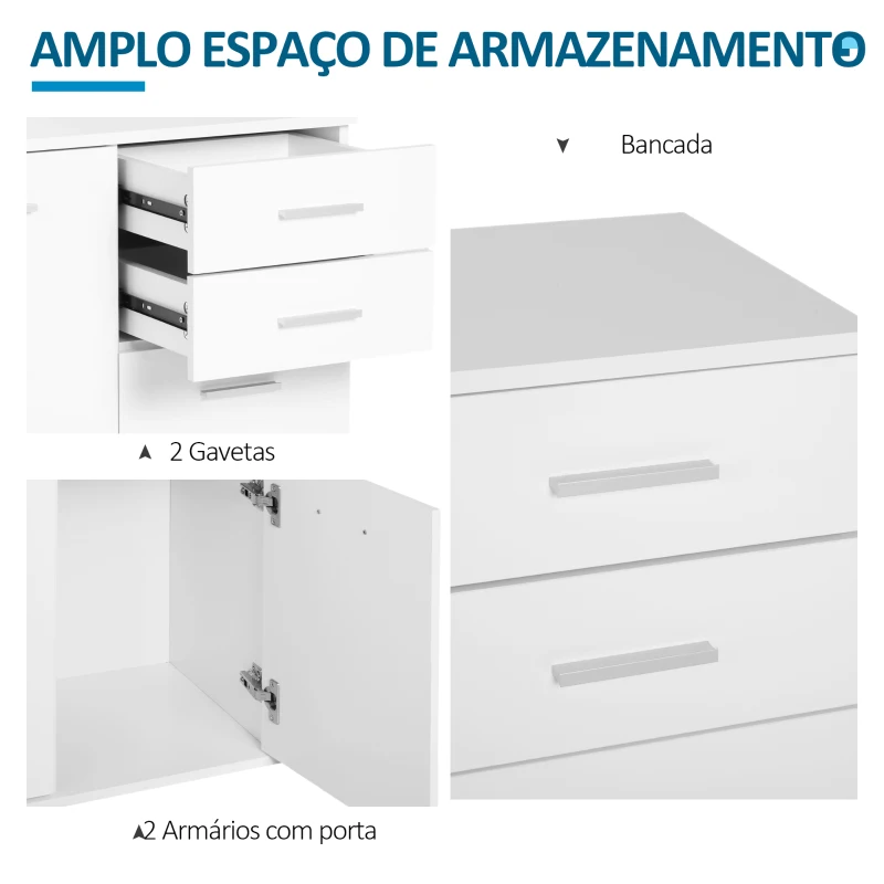 HOMCOM Armário tipo Aparador amplo espaço de armazenamento multiuso para sala de estar com portas e gavetas 71x35x76cm branco