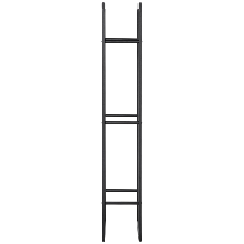 HOMCOM Suporte para Lenha de Metal Porta Lenha Metálico para Interior e Exterior Carga Máxima 100 kg 60x25x150 cm Preto