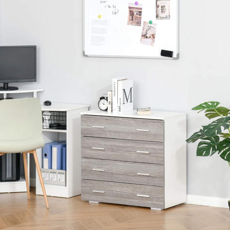 HOMCOM Comoda cu 4 sertare din lemn cu manere din aluminiu 76x35x72cm