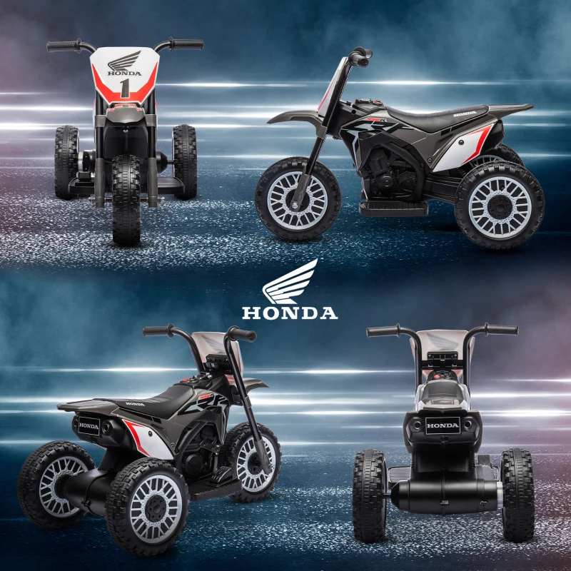 HOMCOM Mota Elétrica com Licença Honda CRF450RL Bateria 6V com Velocidade 3km/h Buzina e Som de Arranque 71x40,5x43,5 cm Cinza