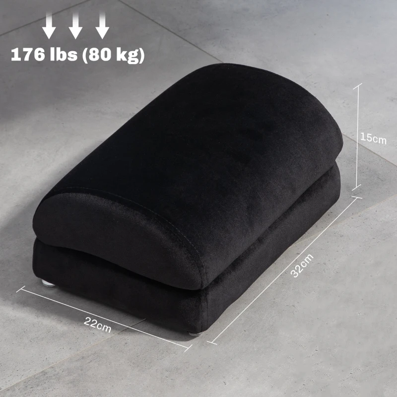 HOMCOM Apoio para os Pés para Escritório Apoio para os Pés Preenchido de Espuma e Almofadas Antiderrapantes 32x22x15 cm Preto