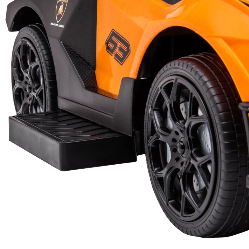 AIYAPLAY Carro Andador Lamborghini Essenza SCV2 Carro Andador com Buzina Guiador e Grade de Segurança 86,5x40x89,5cm Laranja