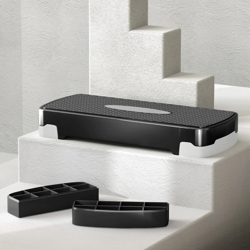 HOMCOM Stepboard aerobic fitness stepper hometrainer in hoogte verstelbaar sport zwart