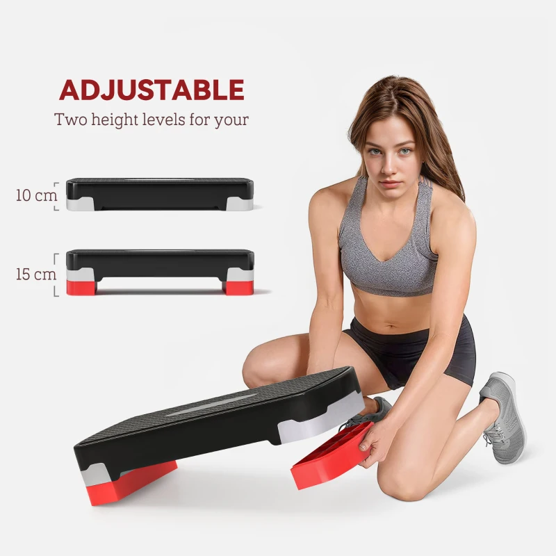 HOMCOM Stepper Fitness pentru Aerobic, Negru si Rosu