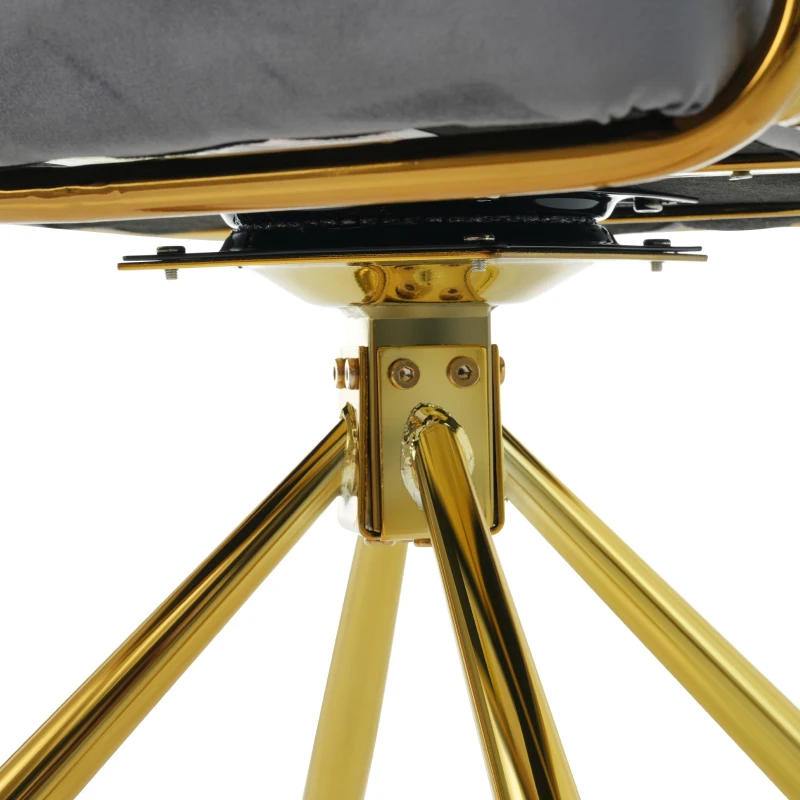 Set of 6 Luxurious Velvet Dining Chairs with Metal Legs, Modern Minimalist Swivel Armchairs, 63x50x87 cm, Gray