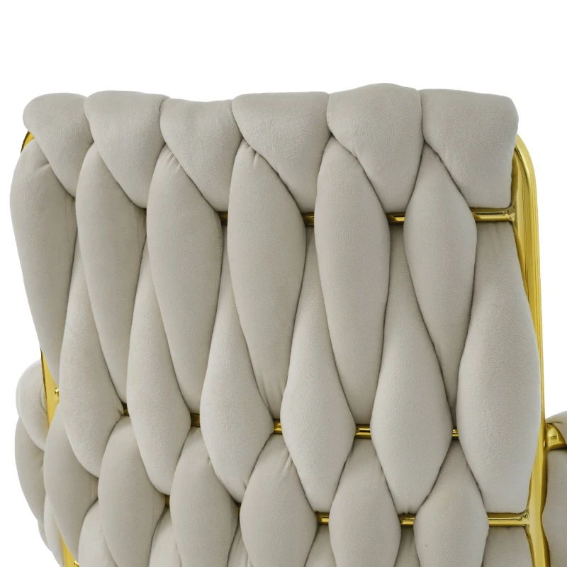 Luxurious Velvet Dining Room Chairs with 4 Metal Legs, Kitchen Chairs for Office, Living Room, 63x50x87 cm, Beige