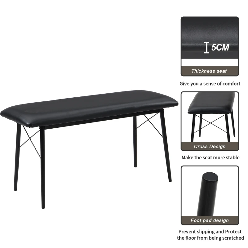 Industrial Dining Table and Chairs Set with Bench, Retro Kitchen Dining Set, MDF and Steel Frame, 110x70x79 cm, Brown