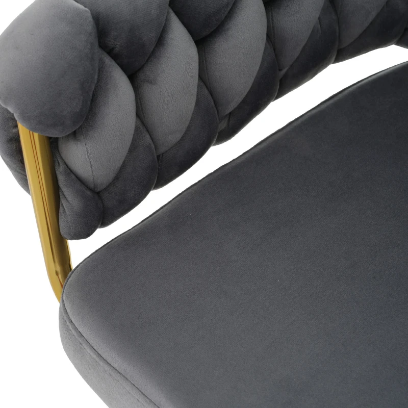 Set of 4 Luxurious Velvet Swivel Dining Chairs with Metal Legs and Raised Backrest, 63x50x87 cm, Gray