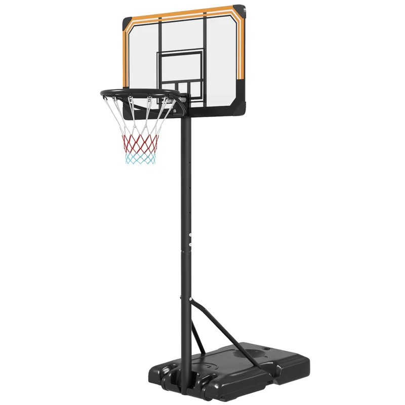 SPORTNOW Height Adjustable Basketball Stand Net Set System, Freestanding Basketball Hoop and Stand with Wheels, 182-213cm - Black