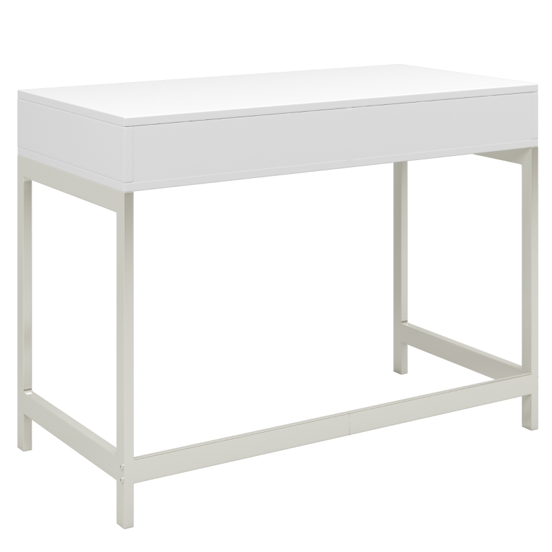 Industrial Computer Desk with 2 Drawers, High Quality Modern Work Table for Home Office, 100x50x75 cm, White