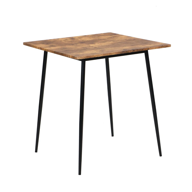 2-Seater Industrial Dining Room Table Sets with Rubber Feet Pad, Steel Legs, 3-Piece PU Leather Kitchen Table and Chairs, 70x70x75 cm, Brown
