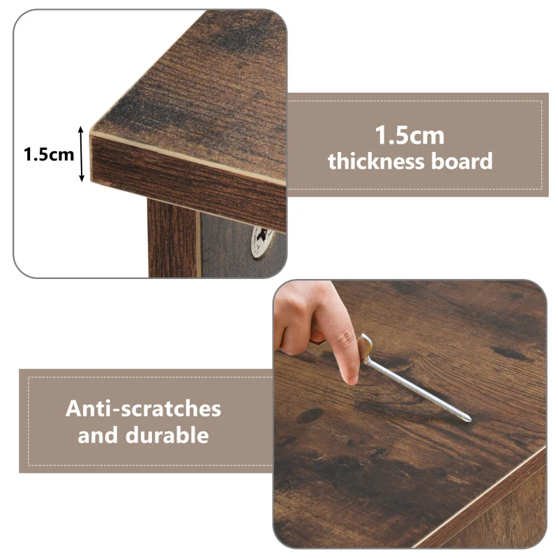 L-Shaped Corner Computer Desk with Large Storage Space, Study Desk for Home Office, 90x90x72 cm, Brown