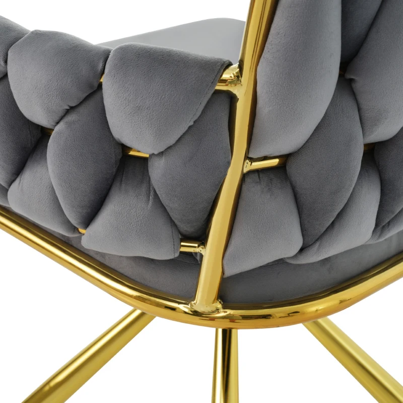 Set of 4 Luxurious Velvet Swivel Dining Chairs with Metal Legs and Raised Backrest, 63x50x87 cm, Gray