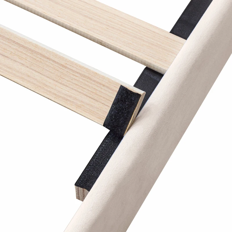 Upholstered Single Sofa Bed with Slatted Frame and Headboard, Wooden Slatted Support, Easy Assembly, 100x196x108 cm, Beige