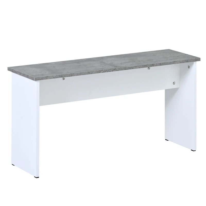 Table and Chairs Set with 2 Benches and Artificial Marble Top, Compact Design Dining Set, Easy Assembly, 108x65x75 cm, Gray