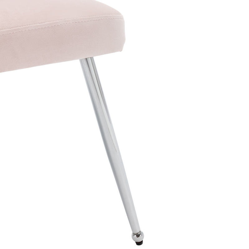 Button Pattern Modern Accent Dining Chair with Metal Legs and Lumbar Cushion, Upholstered Armchair, 54.5x58.5x87.5 cm, Pink
